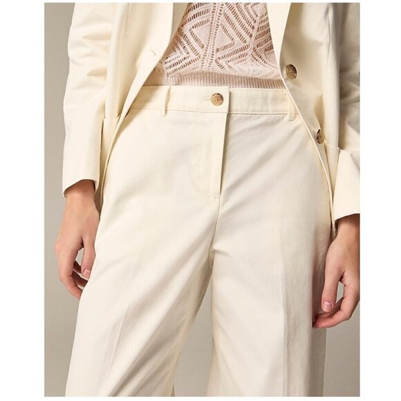 J. Crew Full Length Wide Leg Trousers Cotton Blend Ivory Size 8 NWT - Picture 3 of 11